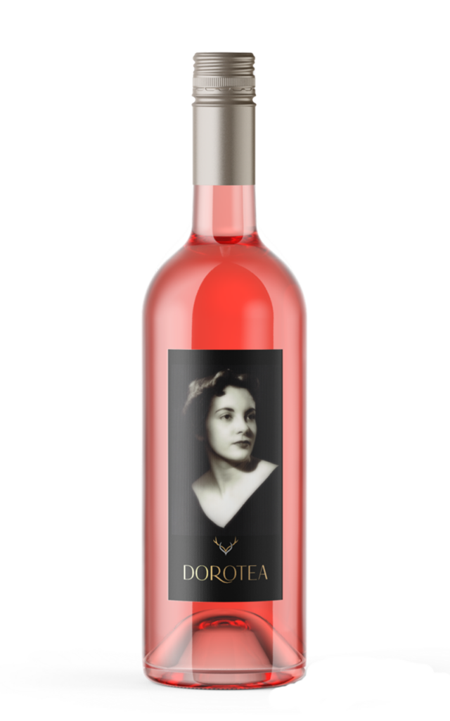 Rendering of Dorotea rosé wine bottle