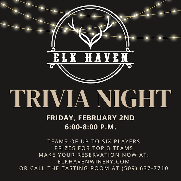 Flyer for February 2, 2024 Trivia Night Elk Haven